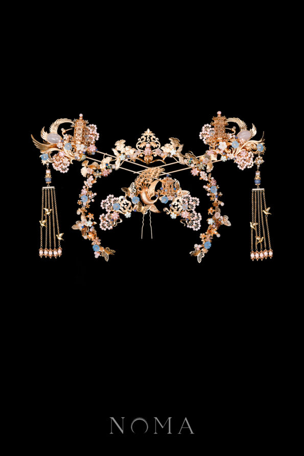 CHN-202400116-Harmonious-Phoenix-Pagoda-Ornament-Full-Set-Gold-Pink-4-pcs-1