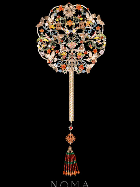 Colorful Heavenly Ornamental Fan - Gold