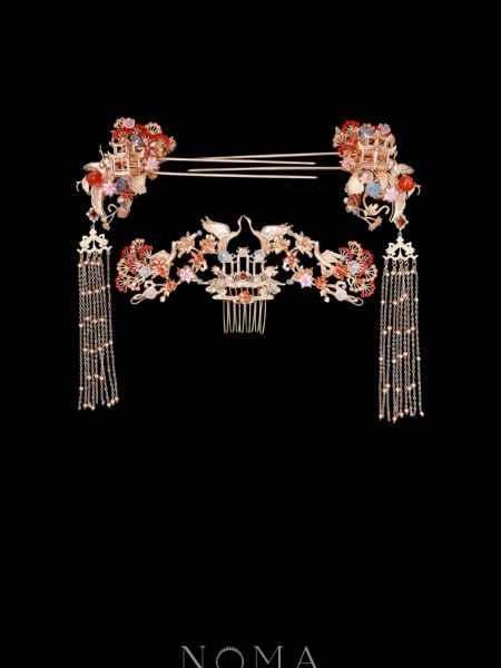 Crane Pavillion Lotus Willow Set - Gold, Ruby (3 pcs)