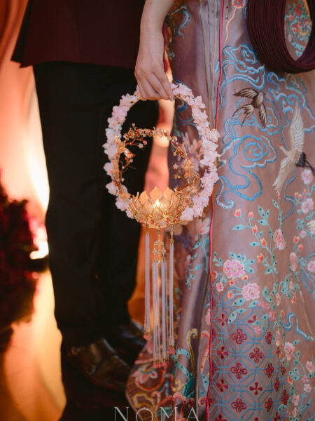 CC Peony Crane Heavenly Painting Lantern - Gold, Ruby