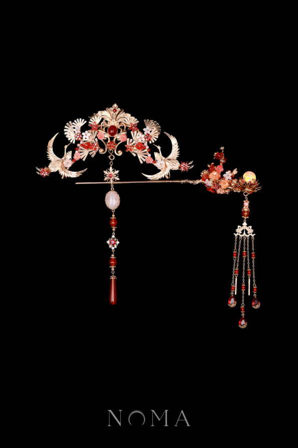 CHN-202400139-Crane-Heavenly-Painting-Lotus-Set-Gold-Ruby-2-pcs-1