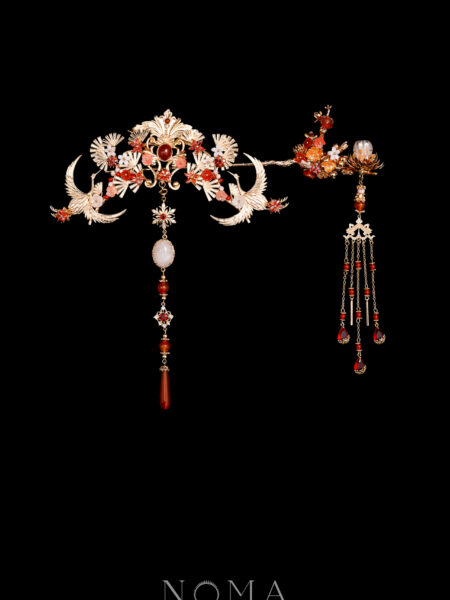 Crane Heavenly Painting Lotus Set - Gold, Ruby (2 pcs)