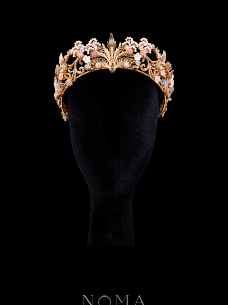 Peacock Embellished Ornament Crown - Gold, Pink
