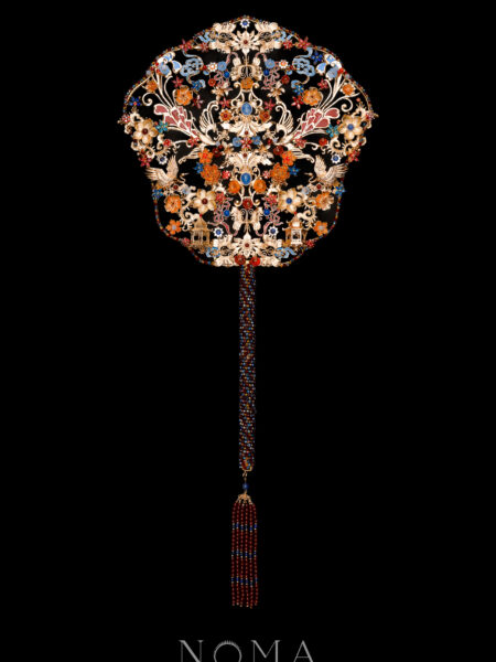 Colorful Harmony Scenery Fan - Gold