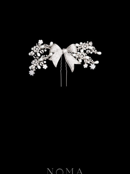 Bow et Perle Middle Hairpin - White Gold