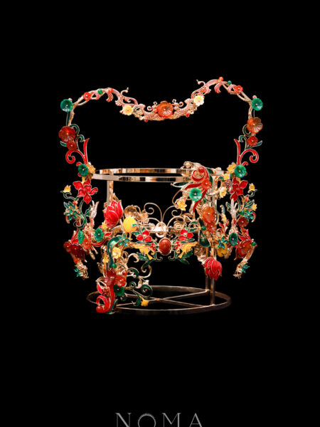 Colorful Lotus Scenery Bag - Gold