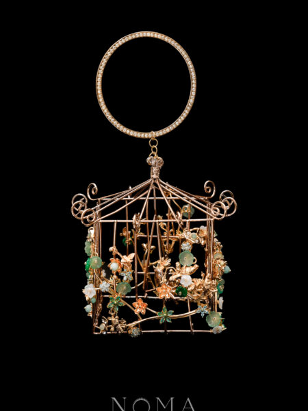 Bird in the House Birdcage Handpiece - Gold, Light Jade