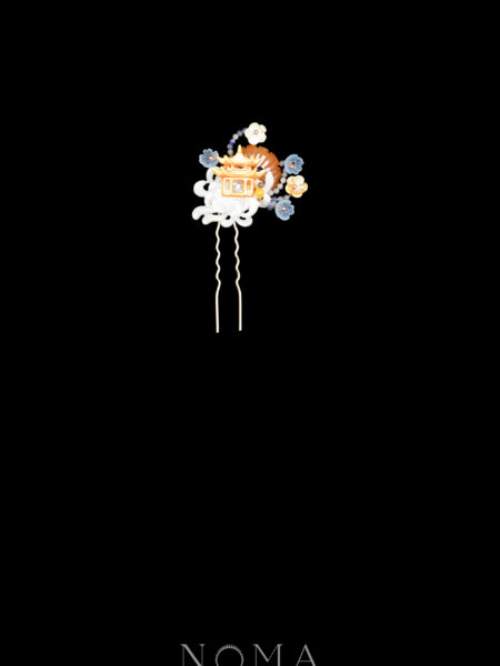 Pagoda on Lotus Hairpin - Gold, Yellow (Right)
