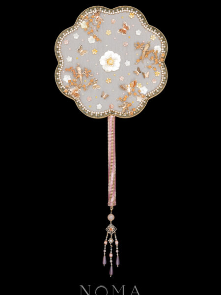 Petite Branch Feminine Floral Fan - Gold, Pink