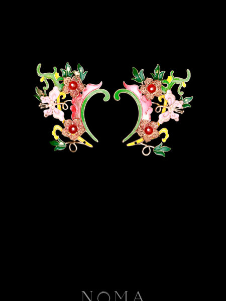 Colorful Tree Blossom Earpiece Pair  - Gold (1 pair)