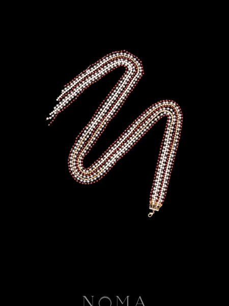Extra Long Pearl Diamond Beads Tassel Set - Gold, Red (2 pcs)