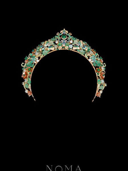 Colorful Mosaic Flying Butterfly Crown - Gold, Turquoise