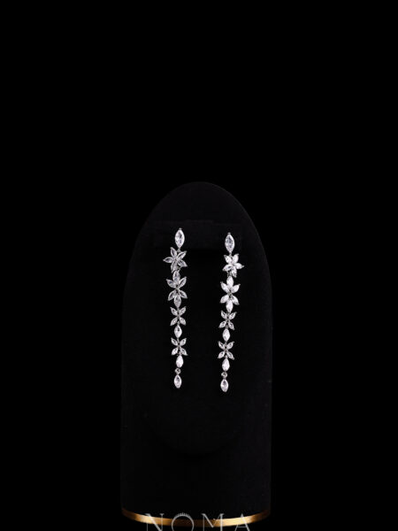 Five Petals Chandelier Earrings - Rhodium White Gold