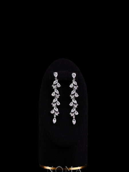 Pear Marquise Longing Chandelier Earrings - Rhodium White Gold