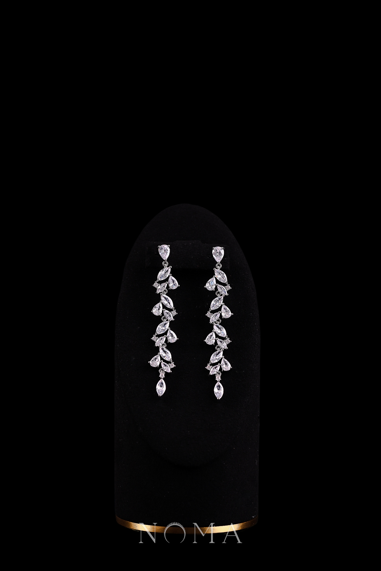 Pear Marquise Longing Chandelier Earrings - Rhodium White Gold