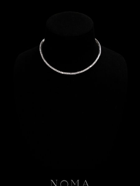 Round 0.1 ct Tennis Choker - Rhodium White Gold