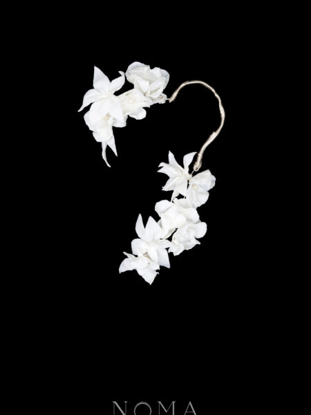 CC Floral Accent Earpiece - White Silver, White (Left)