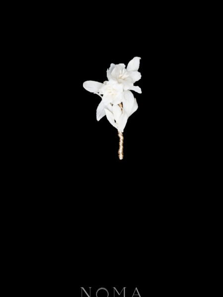 CC Double Peony Leaves Pin - White Silver, White