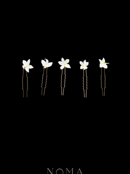 CC Mini Florals Hairpin Set - Gold, White (5 pcs)