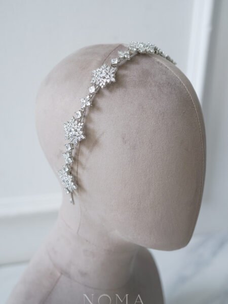 Royal Art Princess Headband - Rhodium White Gold, White Diamond