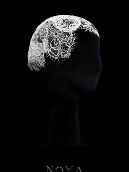 Lacey Veil Headdress - White