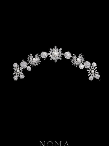 Extravagant Snowflakes Round Hairvine - White Gold