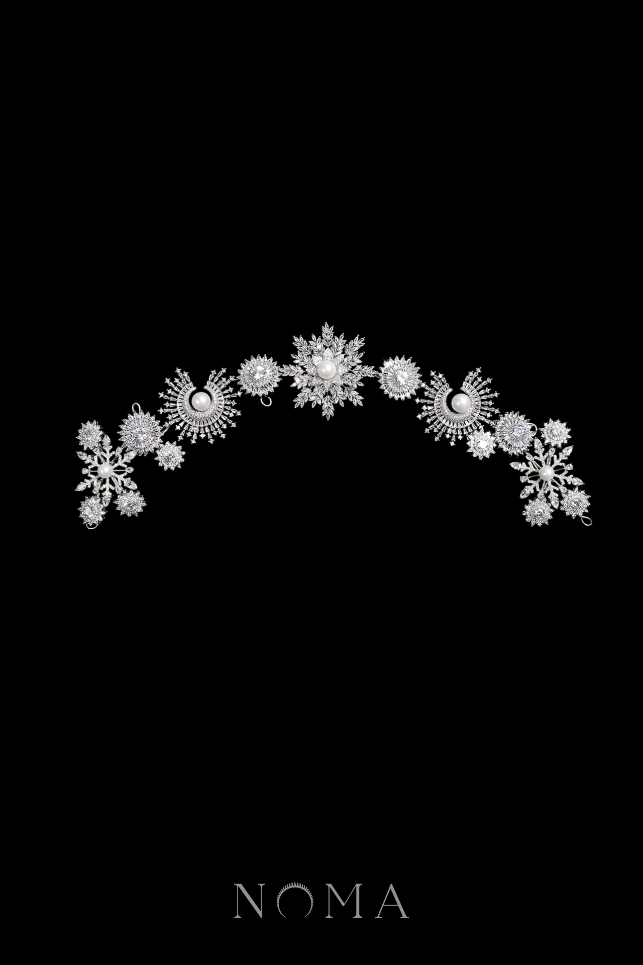 Extravagant Snowflakes Round Hairvine - White Gold