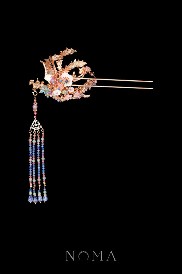 CHN-202500161-Colorful-Mosaic-Fantasy-Phoenix-Hairpin-Gold-Rainbow-Left-1