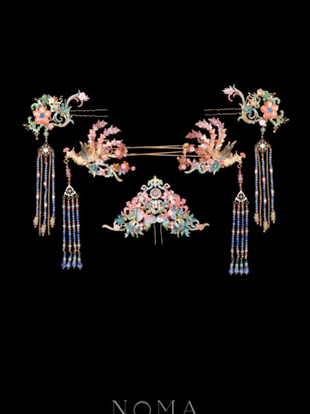 Colorful Mosaic Fantasy Butterfly Phoenix Full Set - Gold, Rainbow (5 pcs)