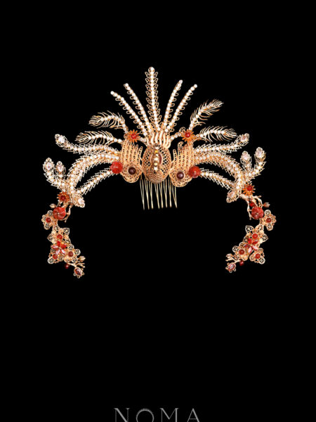 Regal Filigree Phoenix Crown - Gold, Ruby