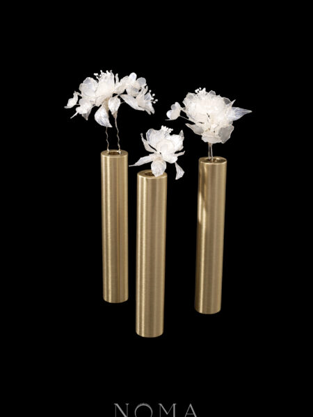 LR White Peony Mix Hairpin Set - White Silver, White (3 pcs)