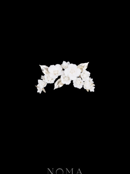 Clay Flower Garden Leaves Hairvine or Brooch - Doff Silver
