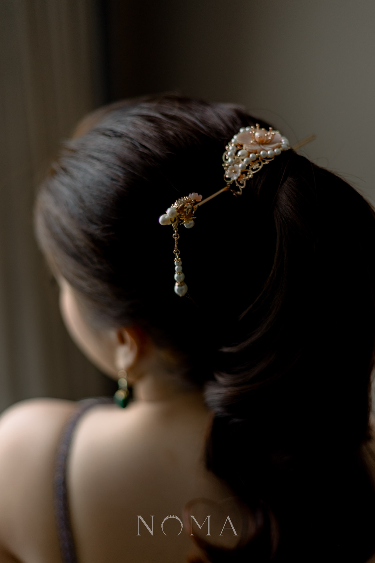 CHN-202000049-Pink-Flower-Ponytail-Cuff-Set-Gold-Pink-2-pcs