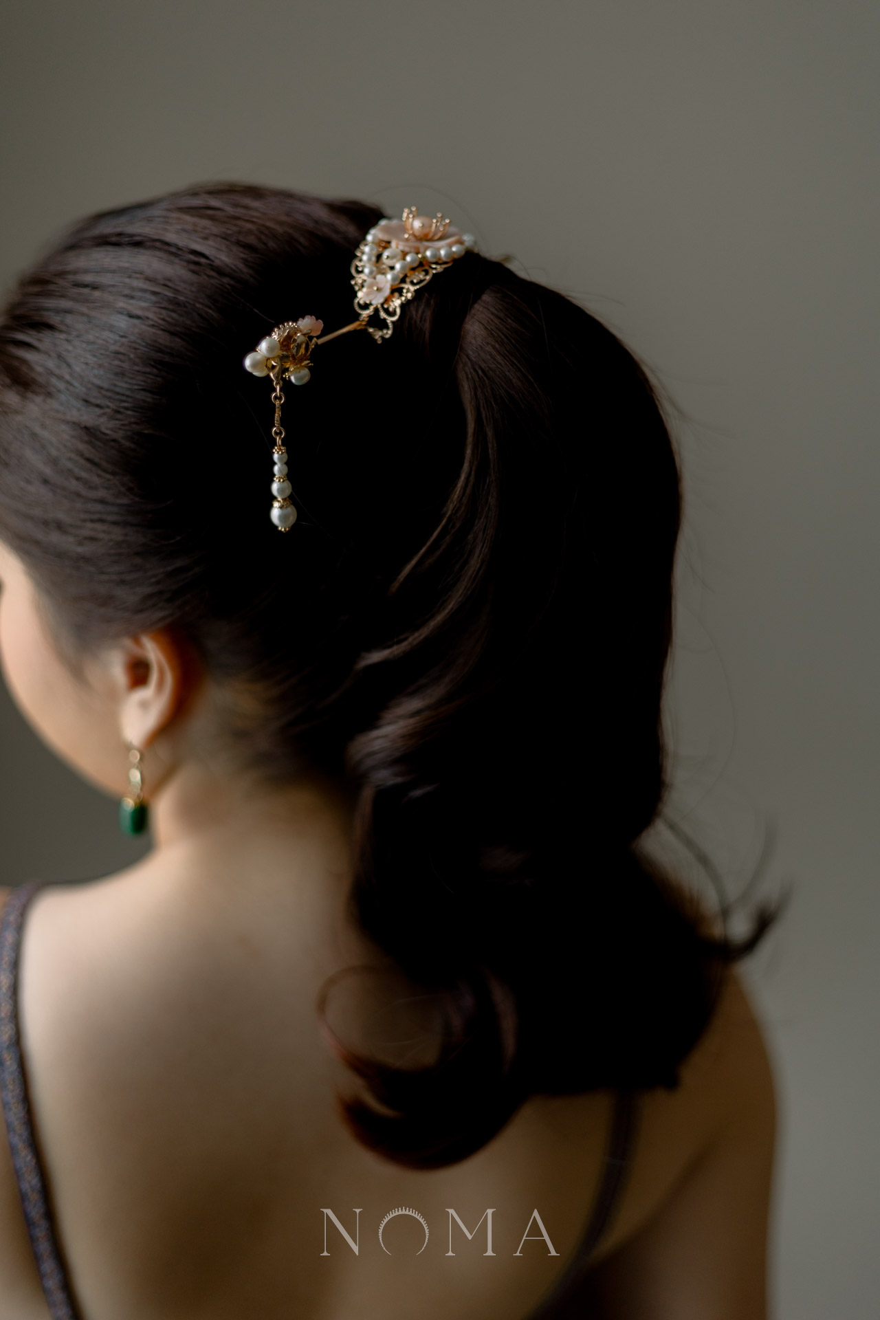 CHN-202000049-Pink-Flower-Ponytail-Cuff-Set-Gold-Pink-2-pcs