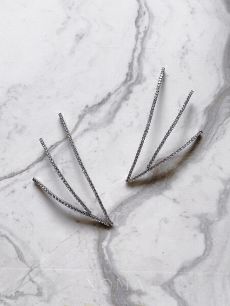 Chained Side Hairvine Pair - Rhodium White Gold (1 pair)