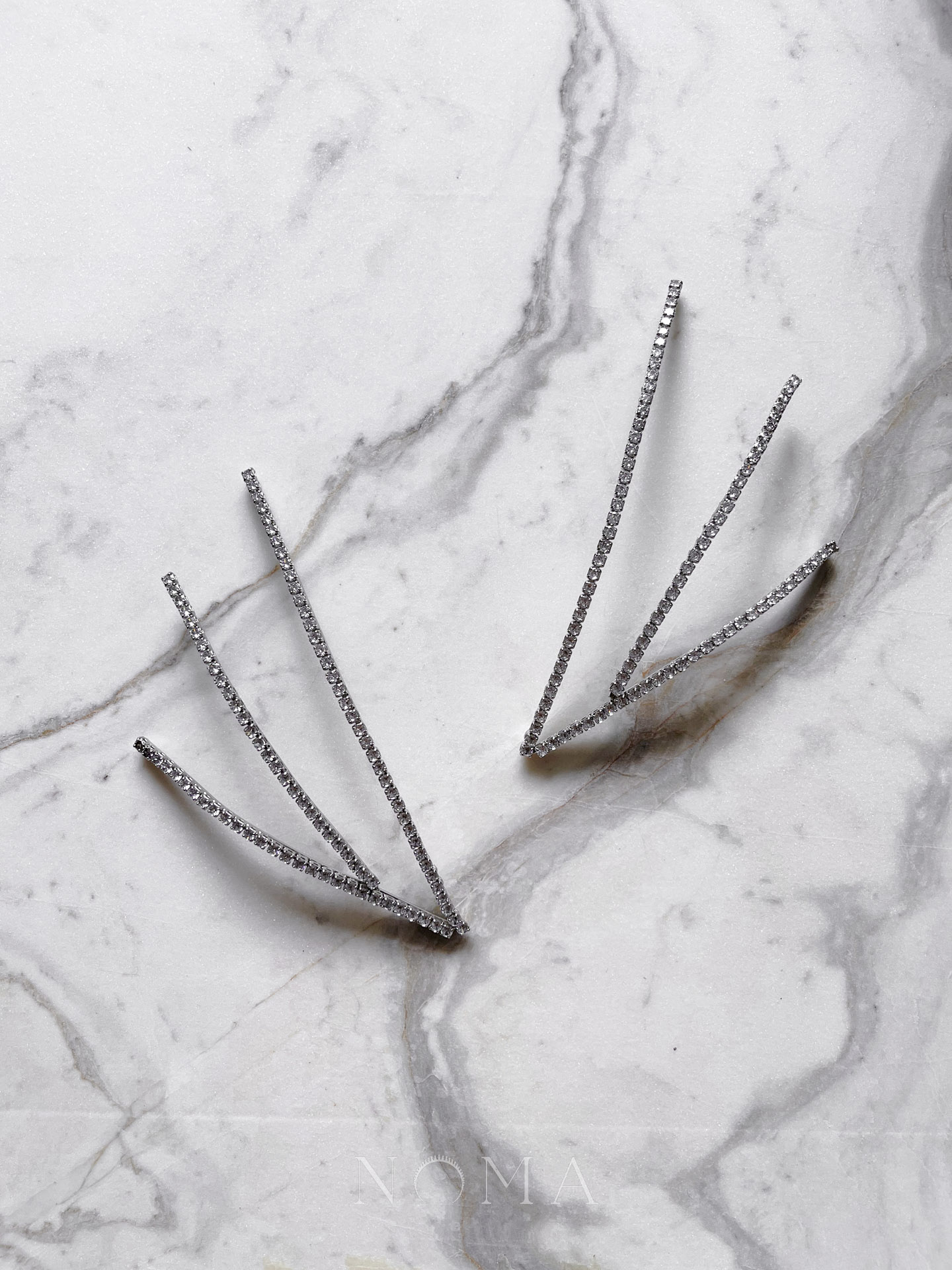 Chained Side Hairvine Pair - Rhodium White Gold (1 pair)