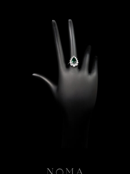 Lux Princess Ring - Rhodium White Gold, Emerald