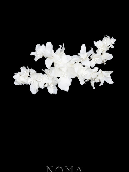 CC Natural Floral Arrangement Hairvine or Brooch - White Silver, White