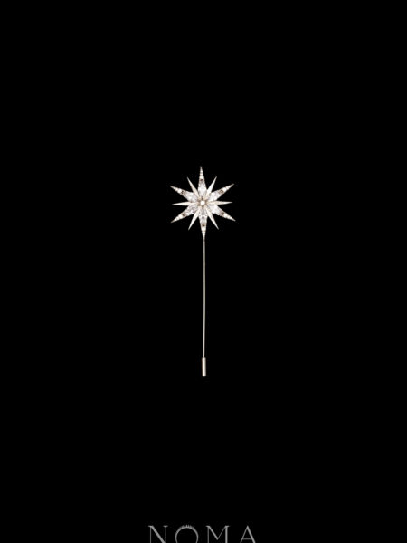 Meteorite M Lapel Pin - Rhodium White Gold