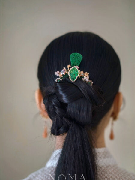 Jade Art Heritage Hairpin - Gold, Jade