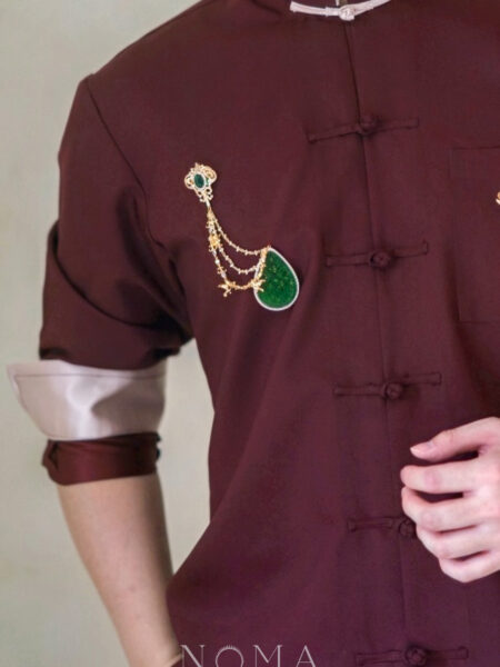 Lunar Bold Art Jade Chain Brooch - 18k Yellow Gold, Jade